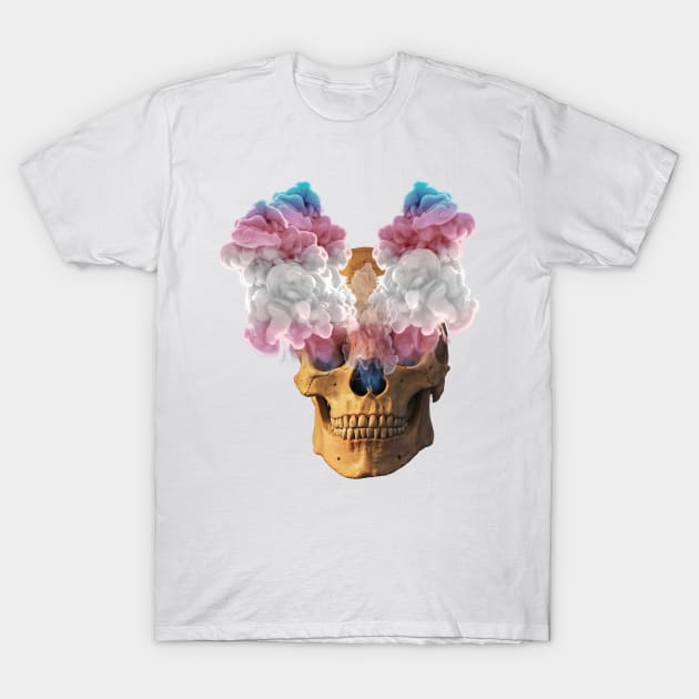 Subtle Trans Flag Halloween Skull T-Shirt by Gedwolcraeft